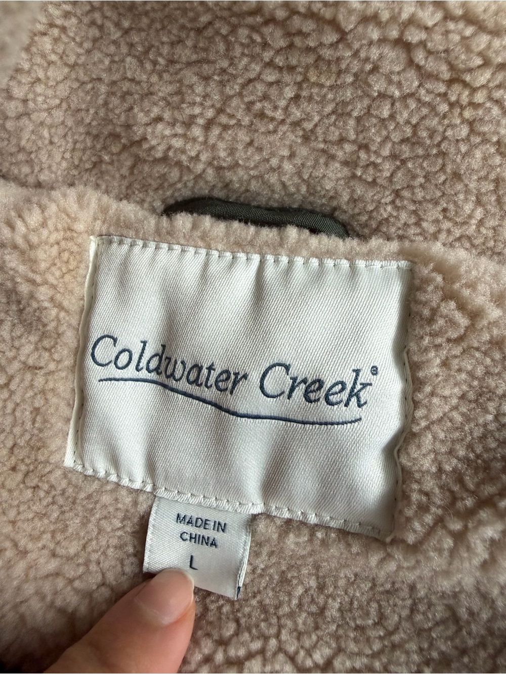 Coldwater creek Olive Green Coat Size L Parka Fur Trim NWOT - Picture 5 of 11